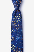 School of Fish Navy Blue Skinny Tie Photo (0)