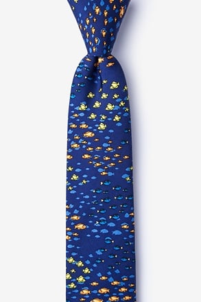 School of Fish Navy Blue Skinny Tie