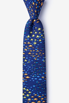 _School of Fish Navy Blue Skinny Tie_