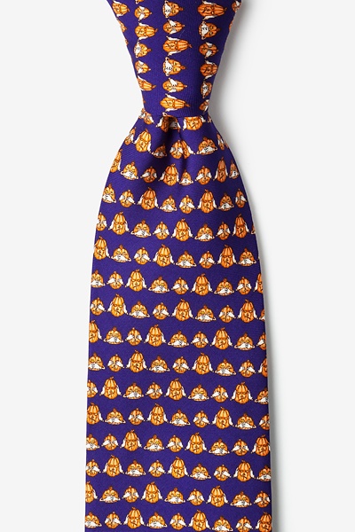 Navy Blue Silk See No, Hear No, Speak No Jack Tie