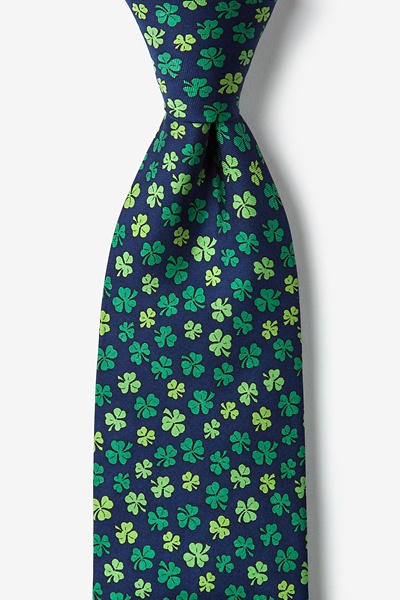 Navy Blue Silk Shamrock'd Tie