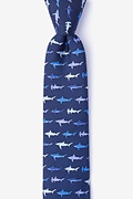 Navy Blue Silk Shark Print