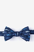 Shark Print Navy Blue Self-Tie Bow Tie Photo (0)
