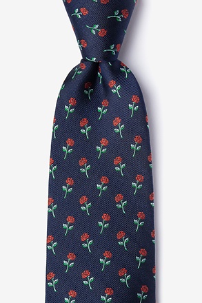 _Smell the Roses Navy Blue Tie_