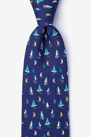 _Smooth Sailing Navy Blue Extra Long Tie_