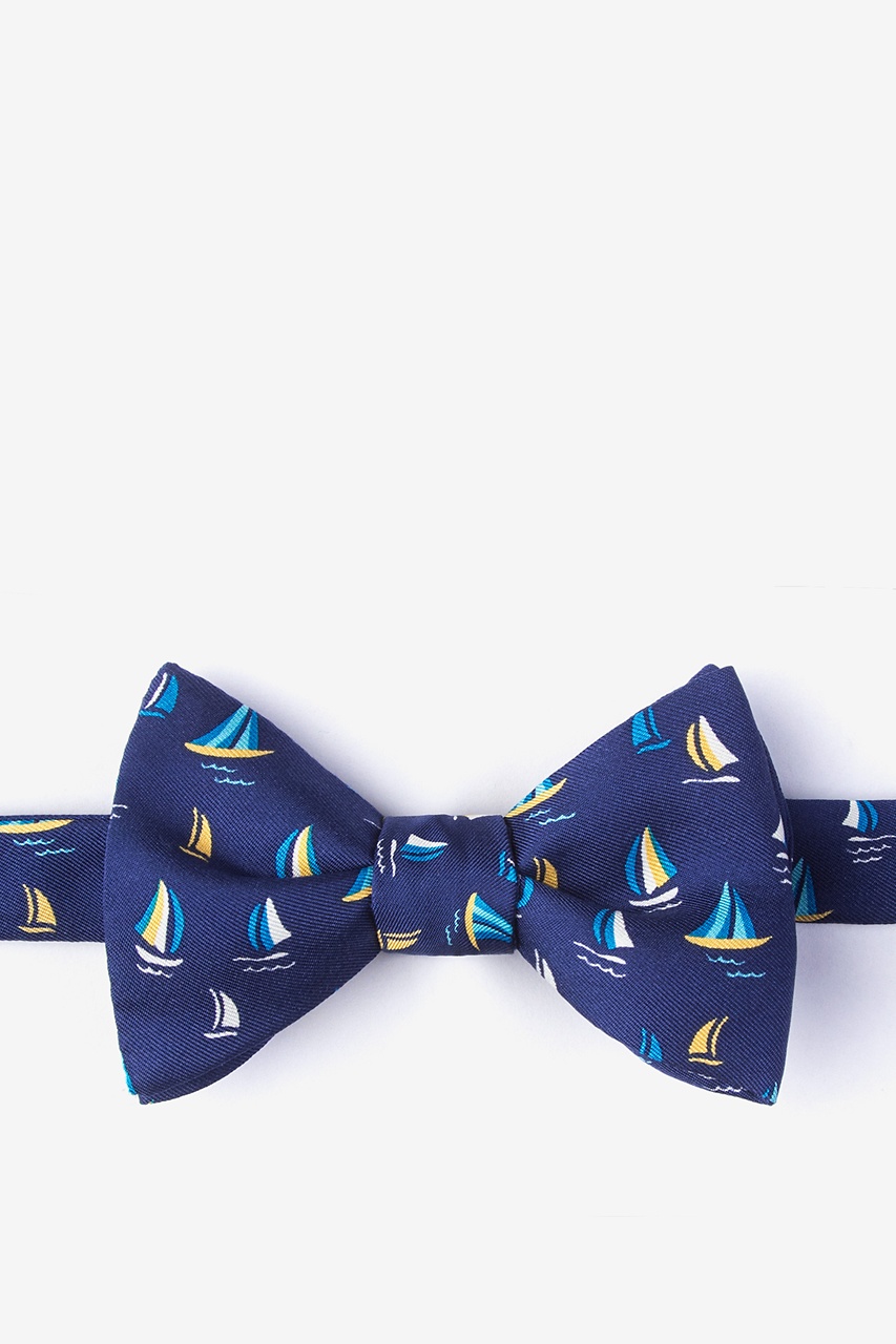 Smooth Sailing Navy Blue Self-Tie Bow Tie Photo (0)