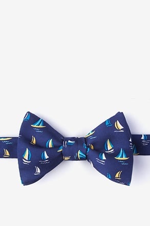 Smooth Sailing Navy Blue Self-Tie Bow Tie