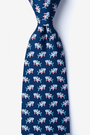 _Something Fishy Navy Blue Tie_