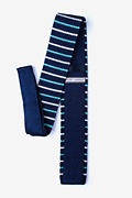 Swiss Stripe Navy Blue Knit Skinny Tie Photo (1)