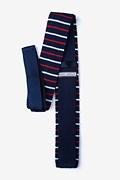 Swiss Stripe Navy Blue Knit Skinny Tie Photo (1)