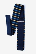 Swiss Stripe Navy Blue Knit Skinny Tie Photo (1)