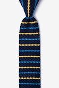 Swiss Stripe Navy Blue Knit Skinny Tie Photo (0)