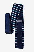 Swiss Stripe Navy Blue Knit Tie Photo (1)