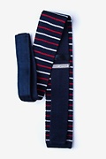 Swiss Stripe Navy Blue Knit Tie Photo (1)