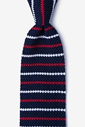 Swiss Stripe Navy Blue Knit Tie Photo (0)