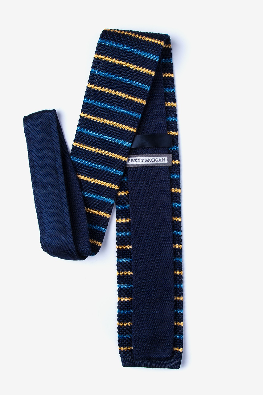 Navy Blue Silk Swiss Stripe Knit Tie