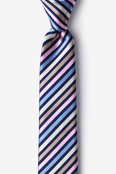 Navy Blue Silk Tahiti Skinny Tie