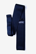 Textured Solid Navy Blue Knit Tie Photo (1)