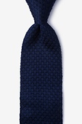 Textured Solid Navy Blue Knit Tie Photo (0)