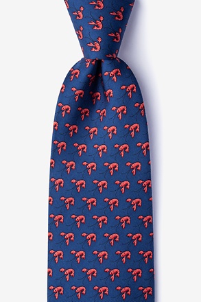 That Fish Cray Navy Blue Extra Long Tie