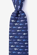Totally Jaw-Some Navy Blue Extra Long Tie Photo (0)