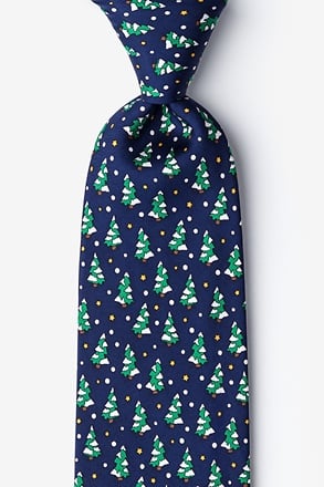 Tree-mendous Navy Blue Extra Long Tie