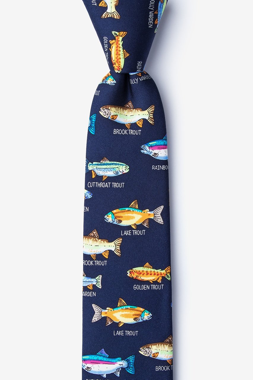 Trout Family Navy Blue Skinny Tie Photo (0)