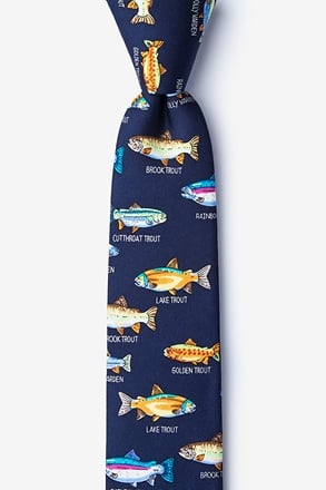 Trout Family Navy Blue Skinny Tie