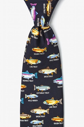 Trout Family Navy Blue Tie