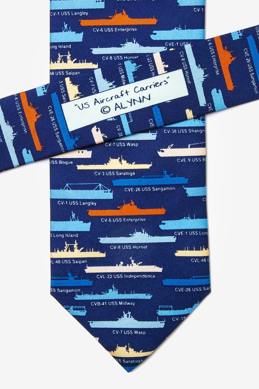 U.S. Aircraft Carriers Navy Blue Tie Photo (2)