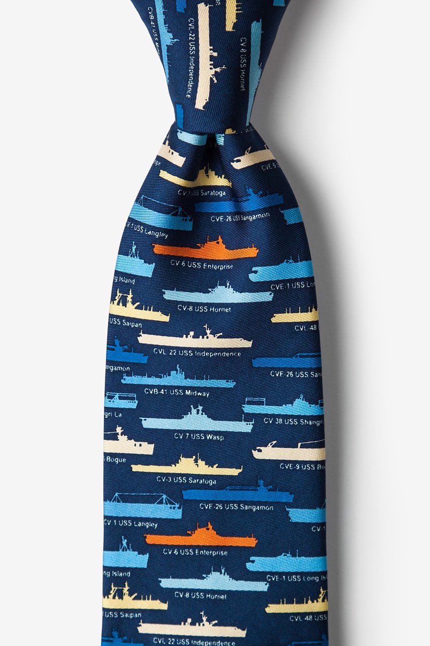 U.S. Aircraft Carriers Navy Blue Tie Photo (0)