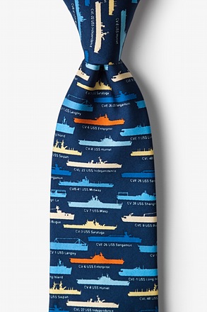 _U.S. Aircraft Carriers Navy Blue Tie_