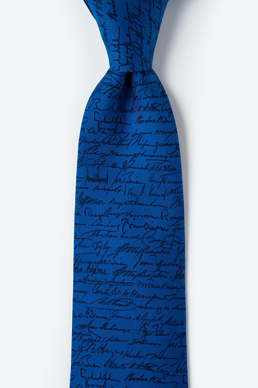 U.S. Presidential Signatures Navy Blue Tie Photo (0)