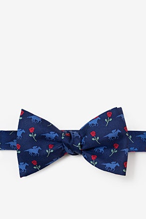 Victory Rose Navy Blue Self-Tie Bow Tie