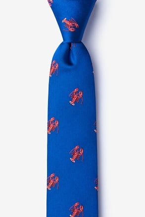 Will Work for Lobster Navy Blue Skinny Tie