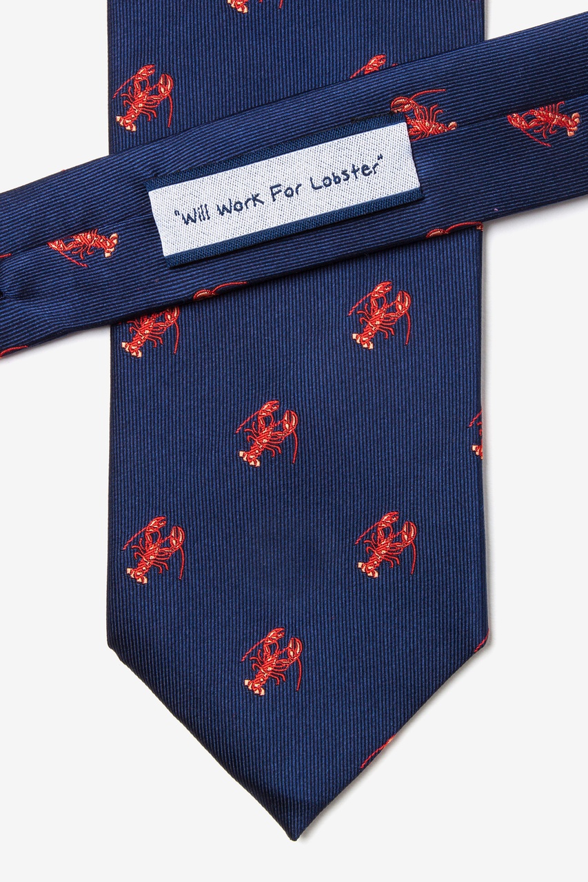 Will Work for Lobster Navy Blue Tie Photo (1)