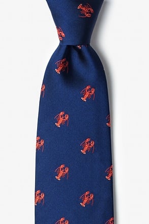 _Will Work for Lobster Navy Blue Tie_