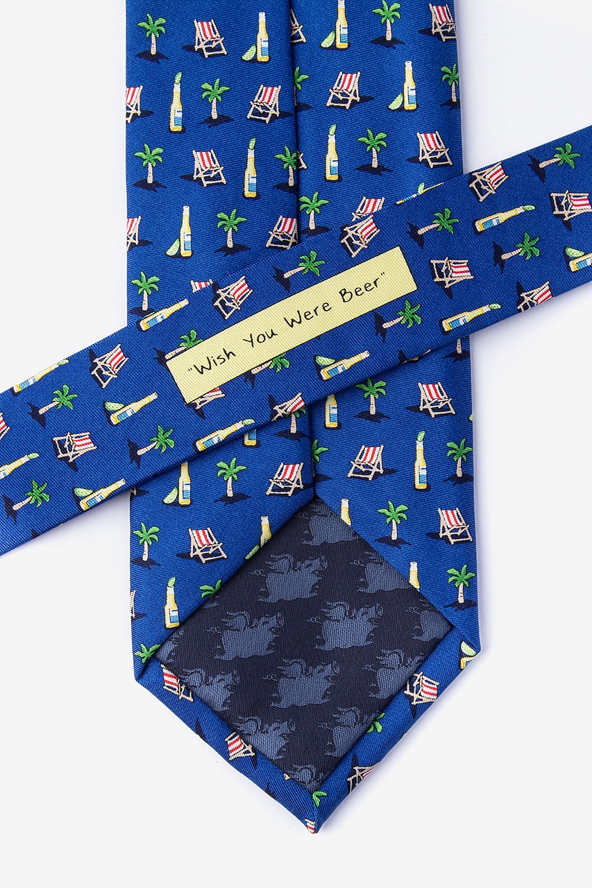 Wish You Were Beer Navy Blue Extra Long Tie Photo (2)