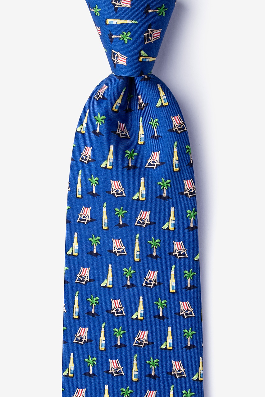 Wish You Were Beer Navy Blue Extra Long Tie Photo (0)