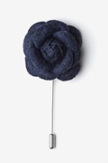 Navy Blue Wool Felt Rose Lapel Pin Photo (0)