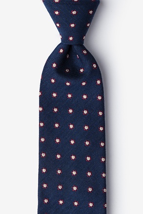_Navy Blue and Burgundy Catania Floral Tie_