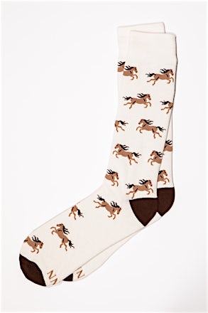 _Wild & Free Horse Off White Medium-Large Sock_