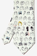 Rage Face Off White Extra Long Tie Photo (1)