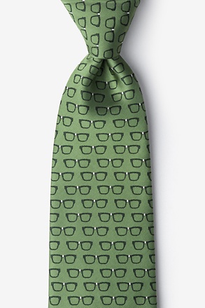 Four Eyes Olive Extra Long Tie