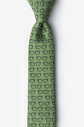 Four Eyes Olive Skinny Tie