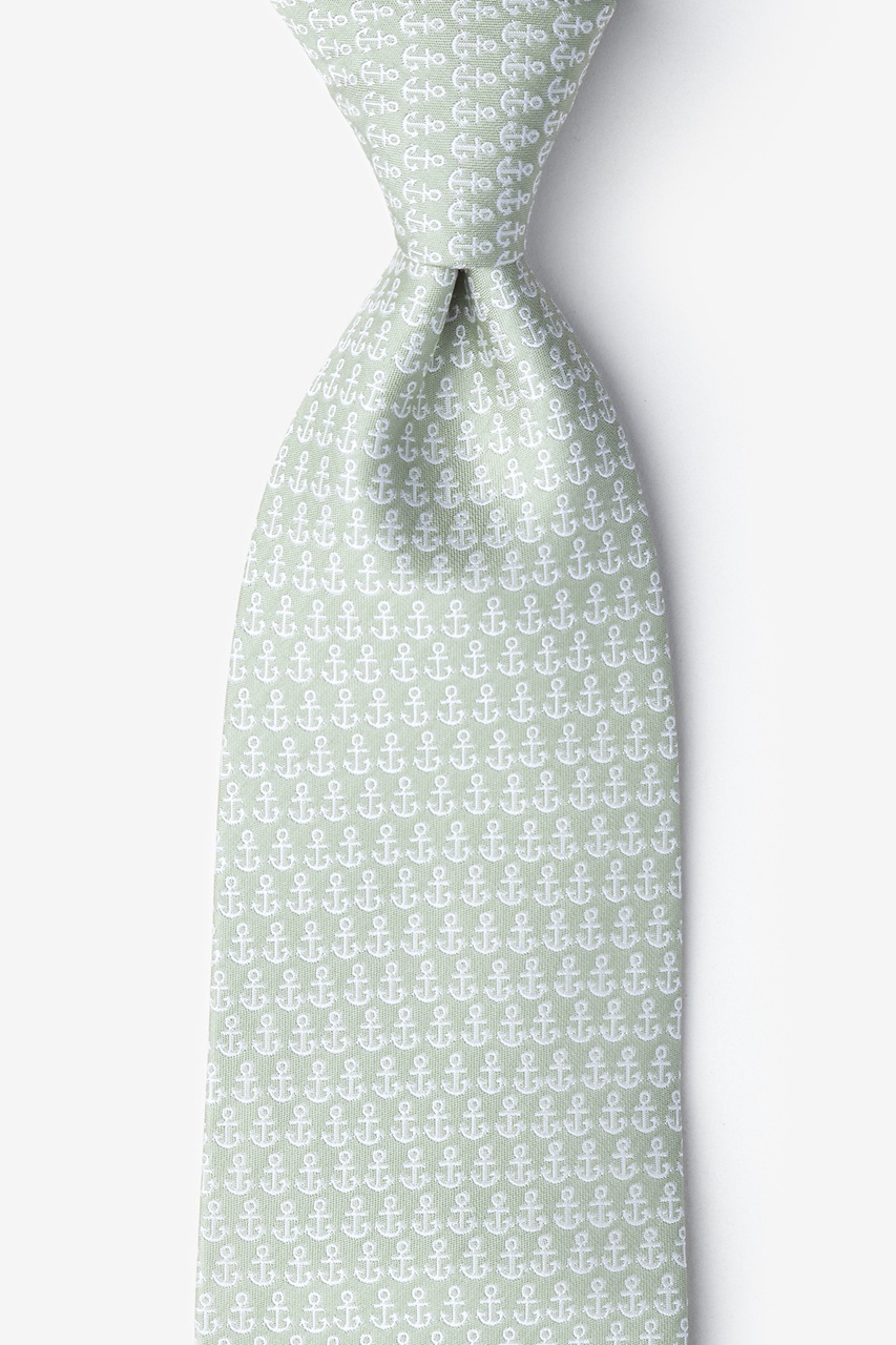 Small Anchors Olive Extra Long Tie Photo (0)