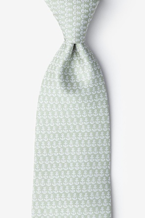 _Small Anchors Olive Extra Long Tie_