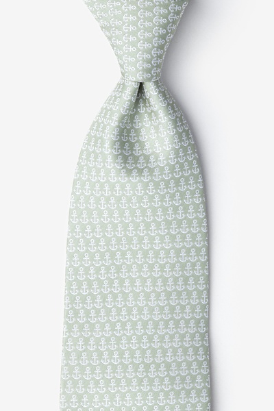 Olive Microfiber Small Anchors Extra Long Tie