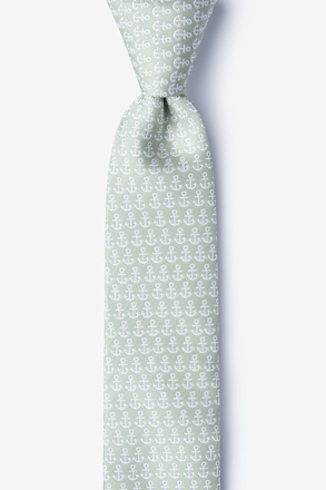Small Anchors Olive Skinny Tie