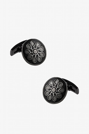 Ornamental Round Cluster Onyx Cufflinks